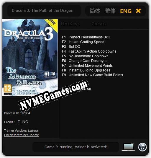 Dracula 3: The Path of the Dragon: Trainer +9 [v1.8]