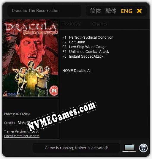 Dracula: The Resurrection: Cheats, Trainer +5 [MrAntiFan]