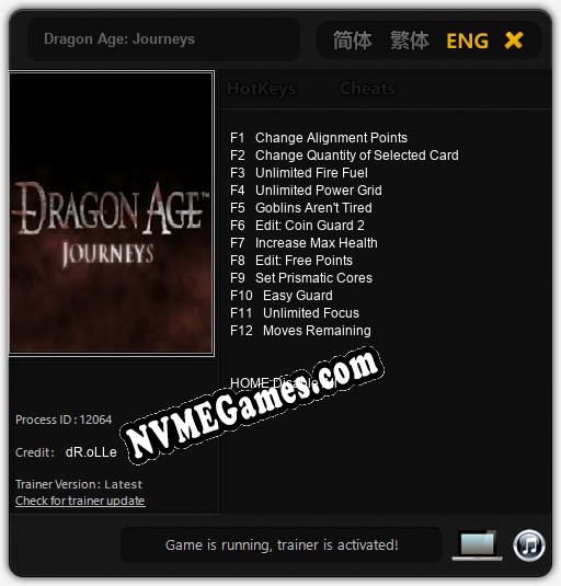 Dragon Age: Journeys: Treinador (V1.0.4)