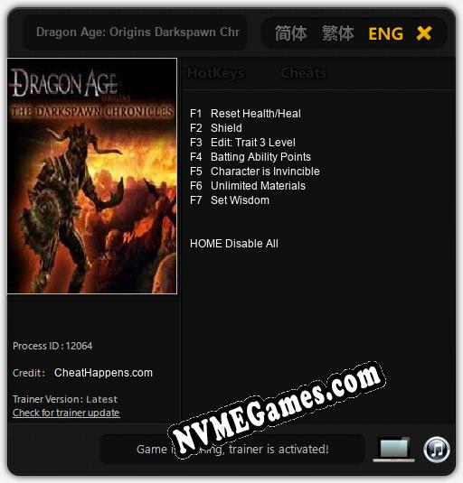 Dragon Age: Origins Darkspawn Chronicles: Trainer +7 [v1.1]