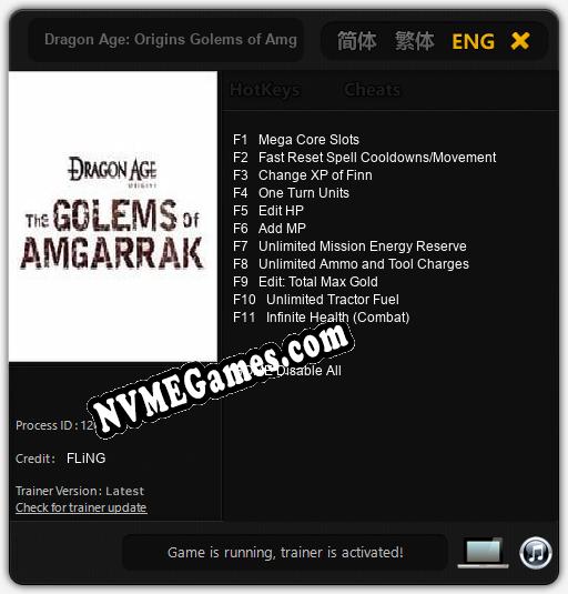 Dragon Age: Origins Golems of Amgarrak: Treinador (V1.0.44)