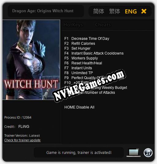 Dragon Age: Origins Witch Hunt: Treinador (V1.0.38)