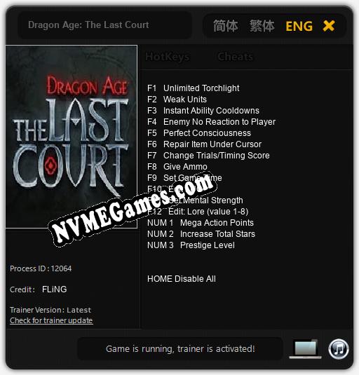 Dragon Age: The Last Court: Treinador (V1.0.26)