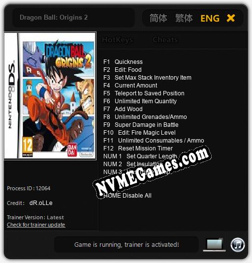 Dragon Ball: Origins 2: Trainer +15 [v1.7]