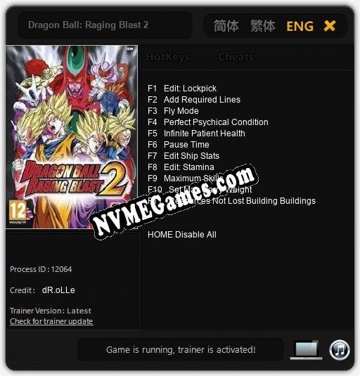 Treinador liberado para Dragon Ball: Raging Blast 2 [v1.0.6]