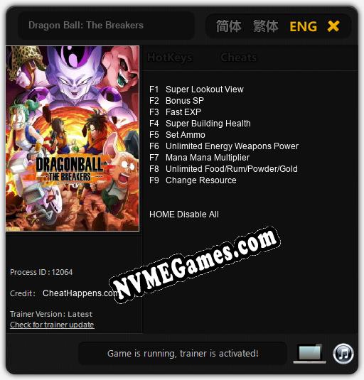 Treinador liberado para Dragon Ball: The Breakers [v1.0.2]