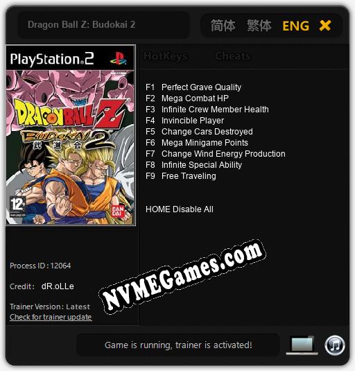 Dragon Ball Z: Budokai 2: Treinador (V1.0.59)