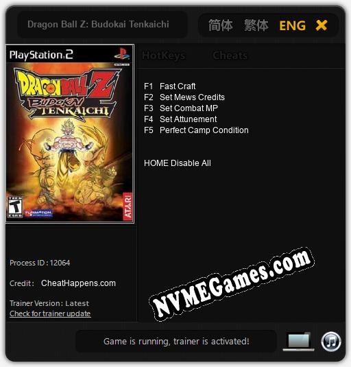 Dragon Ball Z: Budokai Tenkaichi: Treinador (V1.0.60)