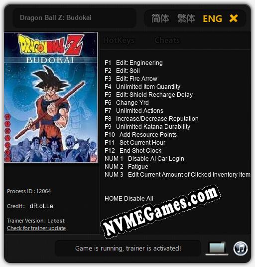 Dragon Ball Z: Budokai: Cheats, Trainer +15 [dR.oLLe]