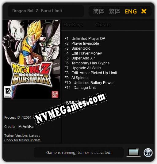 Dragon Ball Z: Burst Limit: Trainer +11 [v1.5]