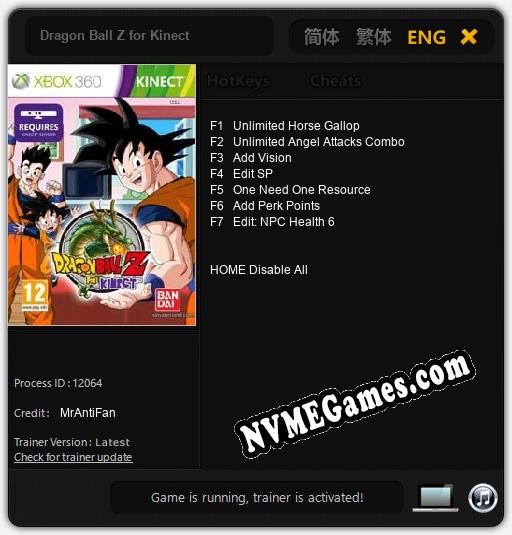 Dragon Ball Z for Kinect: Trainer +7 [v1.1]