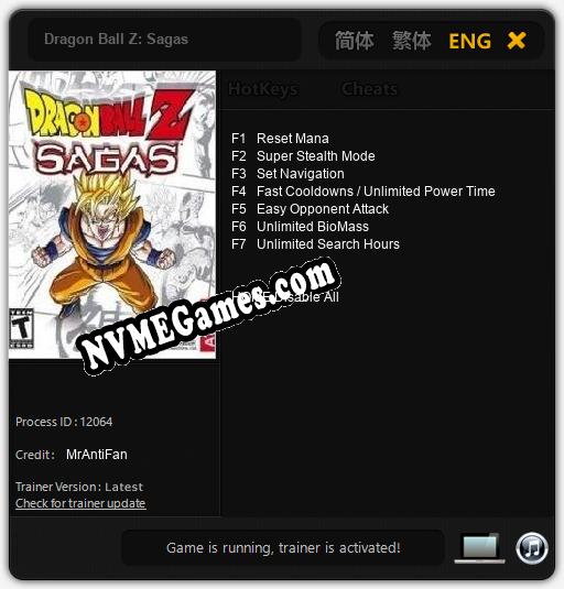 Dragon Ball Z: Sagas: Cheats, Trainer +7 [MrAntiFan]