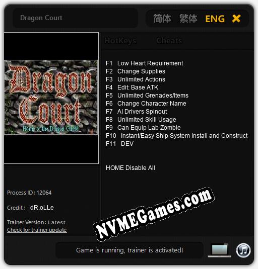 Dragon Court: Trainer +11 [v1.1]