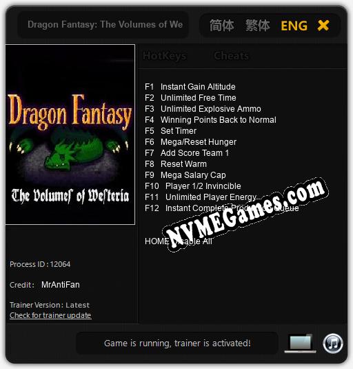 Dragon Fantasy: The Volumes of Westeria: Treinador (V1.0.8)