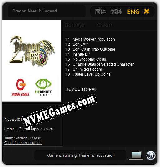 Dragon Nest II: Legend: Cheats, Trainer +8 [CheatHappens.com]