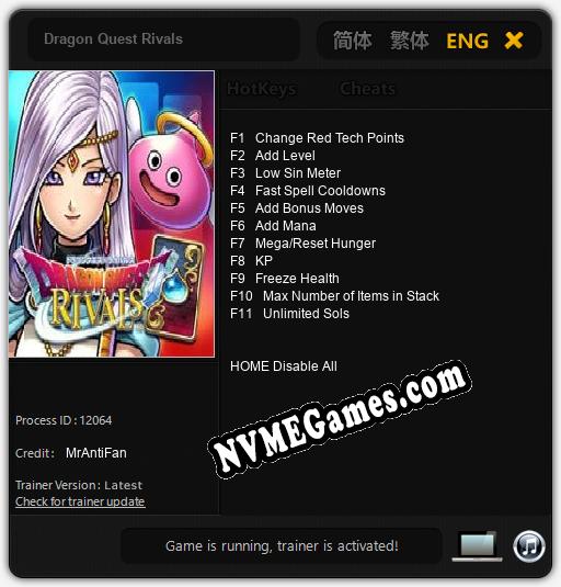 Treinador liberado para Dragon Quest Rivals [v1.0.7]