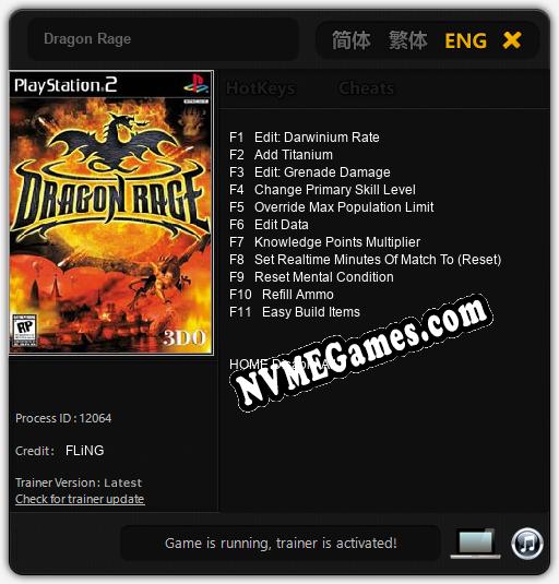 Treinador liberado para Dragon Rage [v1.0.8]