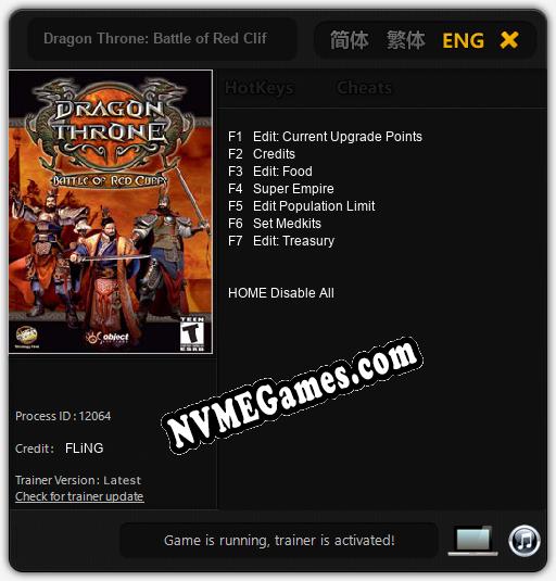 Dragon Throne: Battle of Red Cliffs: Cheats, Trainer +7 [FLiNG]