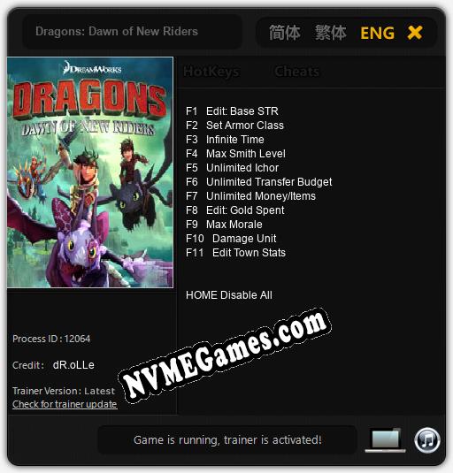 Dragons: Dawn of New Riders: Trainer +11 [v1.5]