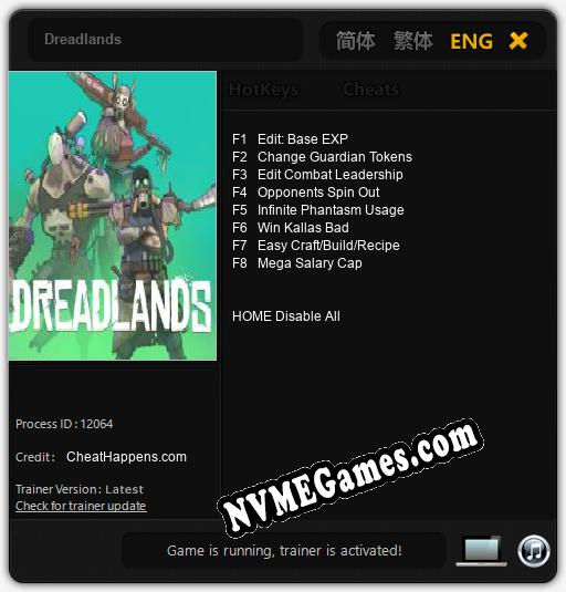 Dreadlands: Trainer +8 [v1.4]