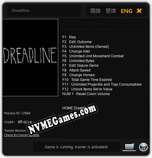 Dreadline: Treinador (V1.0.10)