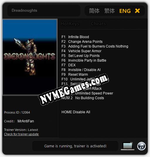 Dreadnoughts: Cheats, Trainer +14 [MrAntiFan]