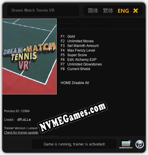 Dream Match Tennis VR: Trainer +8 [v1.2]