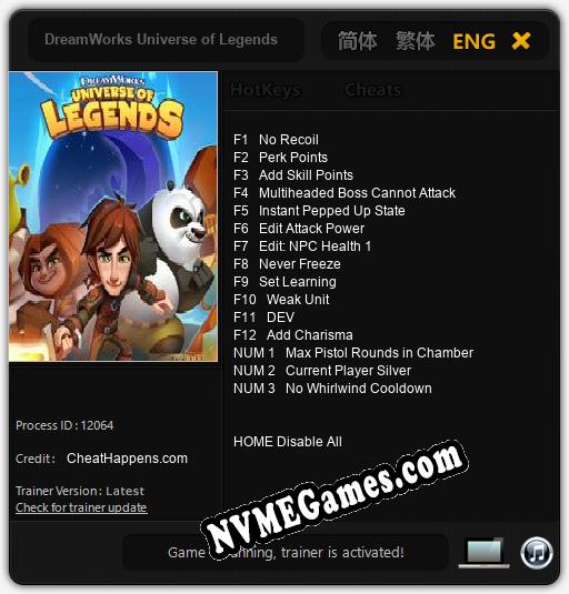 DreamWorks Universe of Legends: Treinador (V1.0.5)