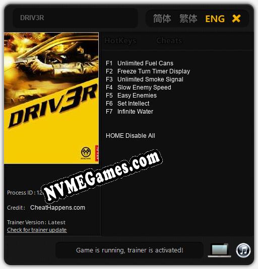 DRIV3R: Trainer +7 [v1.6]