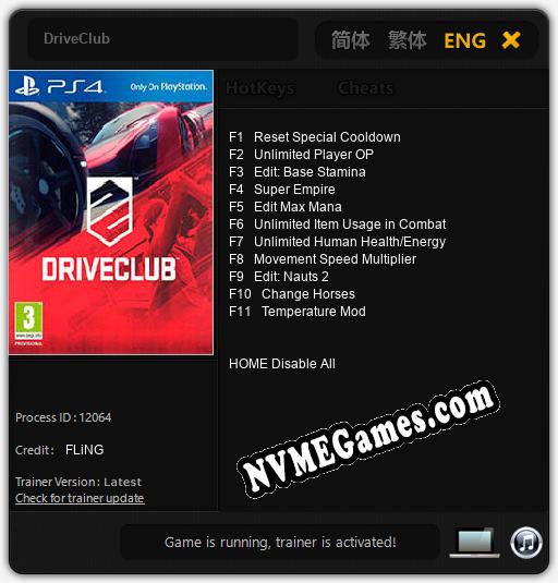 DriveClub: Trainer +11 [v1.5]