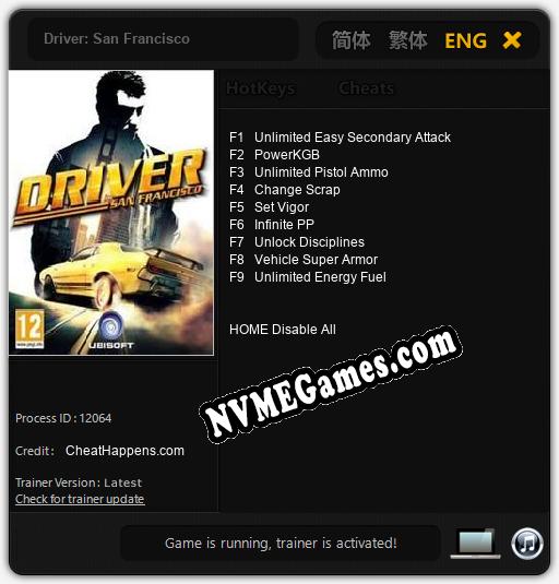 Treinador liberado para Driver: San Francisco [v1.0.7]