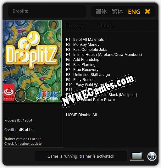 Droplitz: Cheats, Trainer +13 [dR.oLLe]