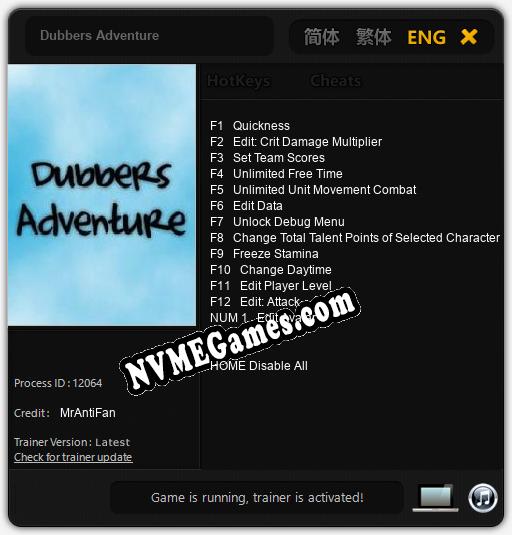 Dubbers Adventure: Trainer +13 [v1.1]