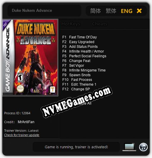 Duke Nukem Advance: Cheats, Trainer +12 [MrAntiFan]