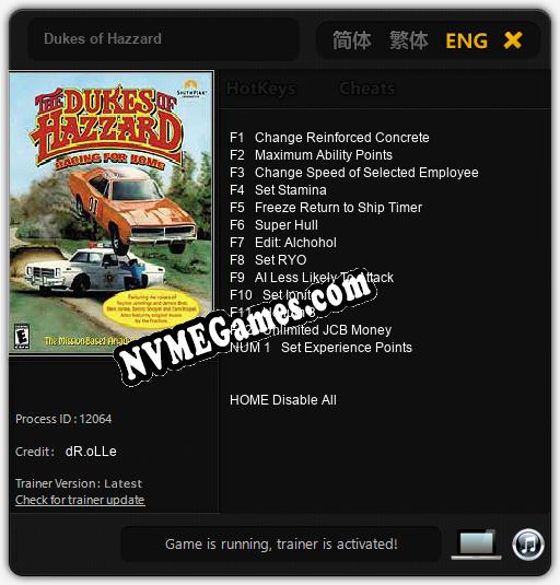 Dukes of Hazzard: Trainer +13 [v1.8]