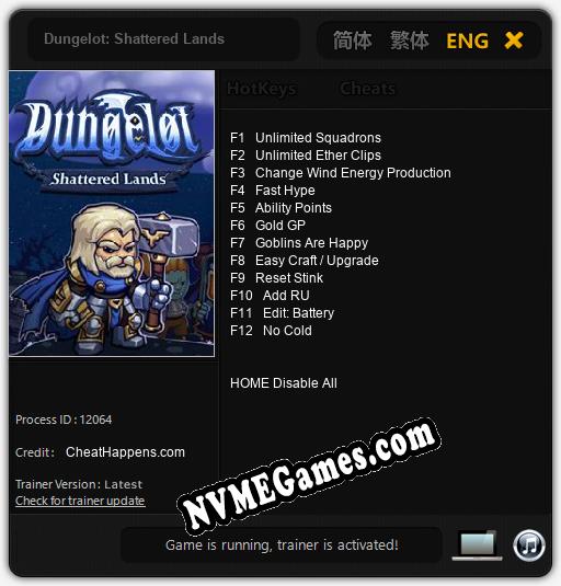 Dungelot: Shattered Lands: Treinador (V1.0.89)