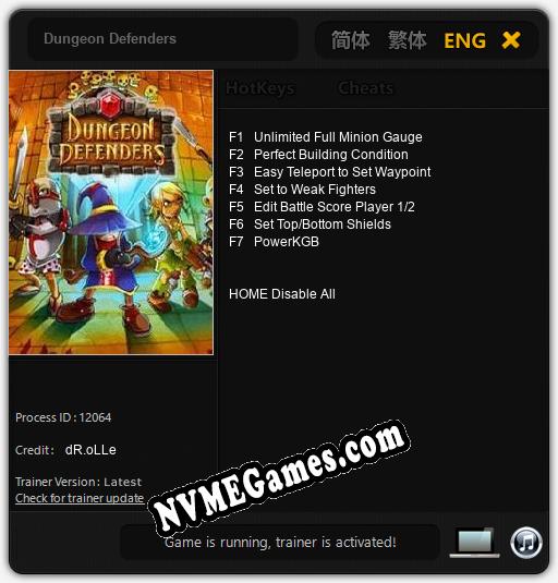 Dungeon Defenders: Treinador (V1.0.31)