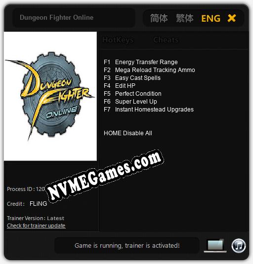 Treinador liberado para Dungeon Fighter Online [v1.0.7]