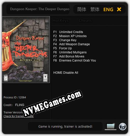 Dungeon Keeper: The Deeper Dungeons: Trainer +8 [v1.1]