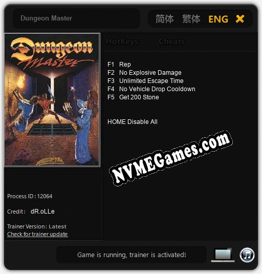 Treinador liberado para Dungeon Master [v1.0.9]