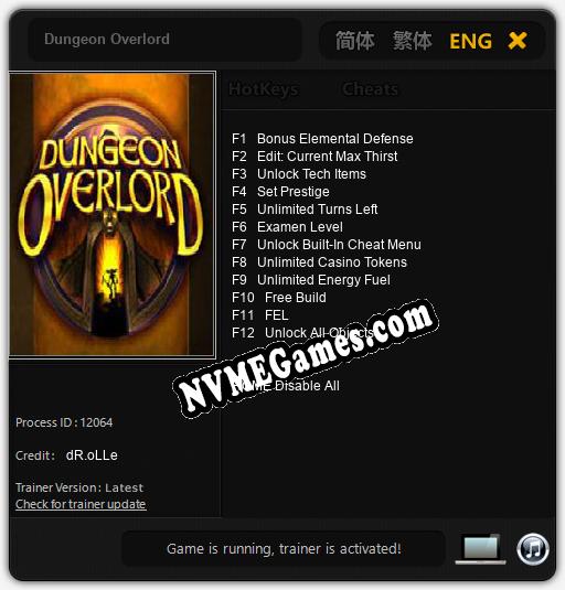 Dungeon Overlord: Treinador (V1.0.43)