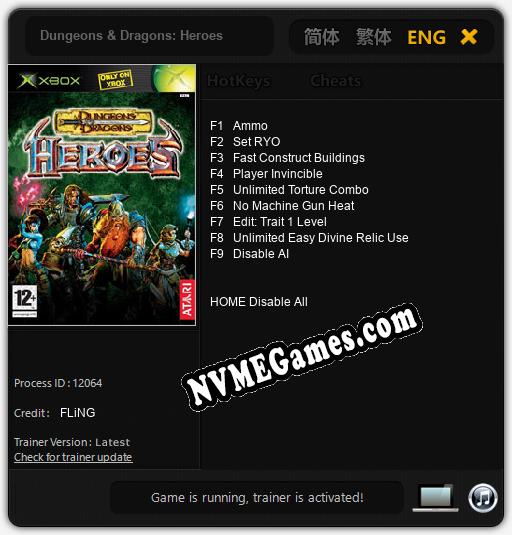 Dungeons & Dragons: Heroes: Cheats, Trainer +9 [FLiNG]