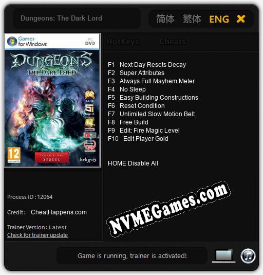 Dungeons: The Dark Lord: Cheats, Trainer +10 [CheatHappens.com]