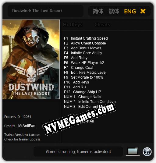 Dustwind: The Last Resort: Treinador (V1.0.50)