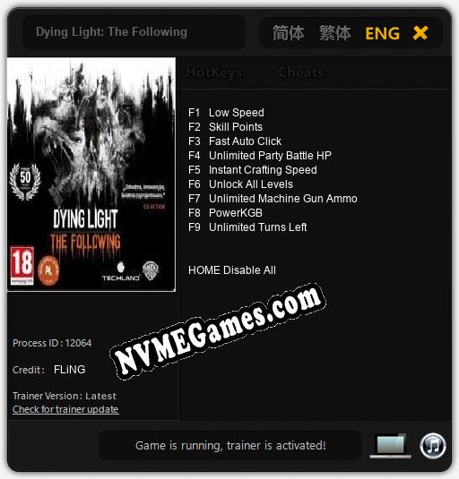 Dying Light: The Following: Trainer +9 [v1.9]