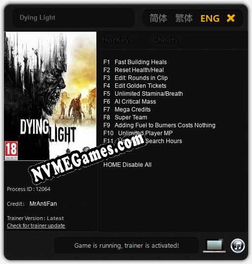 Dying Light: Cheats, Trainer +11 [MrAntiFan]