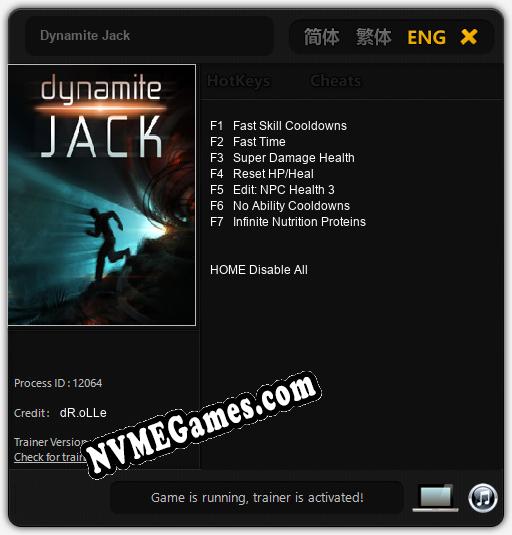 Treinador liberado para Dynamite Jack [v1.0.1]