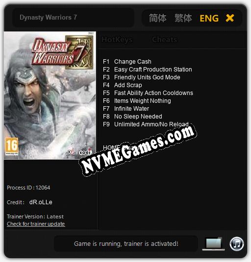 Dynasty Warriors 7: Treinador (V1.0.87)