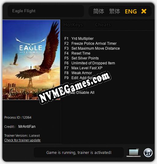 Eagle Flight: Cheats, Trainer +9 [MrAntiFan]