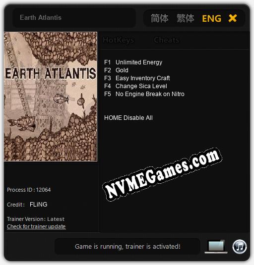 Earth Atlantis: Treinador (V1.0.76)